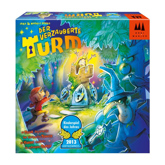 Verpackungsvorderseite aus einem anderen Blickwinkel vom Artikel 40867, Drei Magier®: Der verzauberte Turm, Kinderspiel