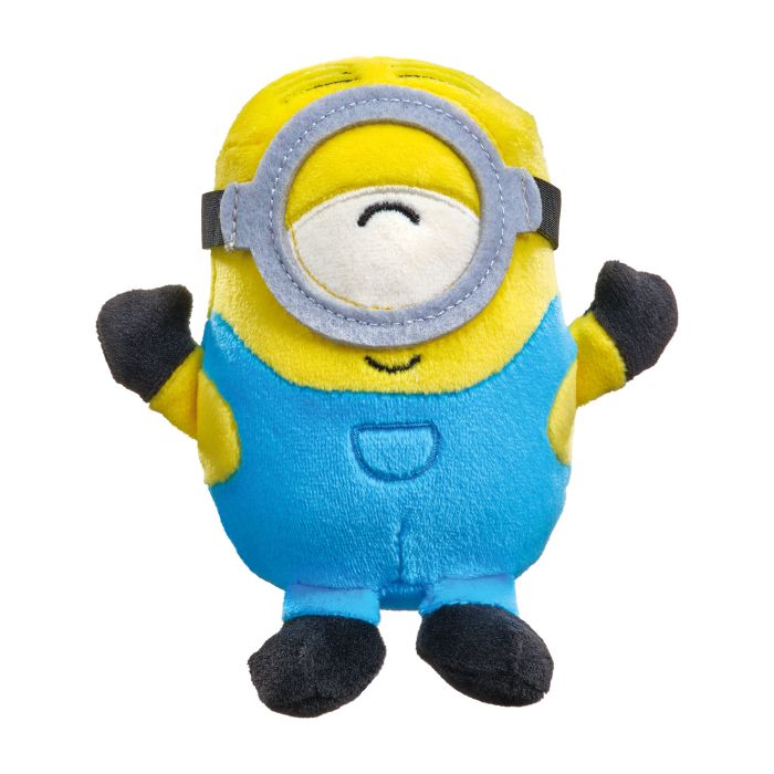Vorderseite des Plüschartikel 42730, Minions: Stuart lachend- Plüsch, 15 cm Vorderseite des Plüschartikel 42730, Minions: Stuart lachend- Plüsch, 15 cm