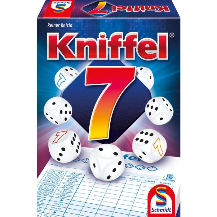 Vorderseite der Verpackung vom Artikel 49436, Kniffel® 7, Würfelspiel