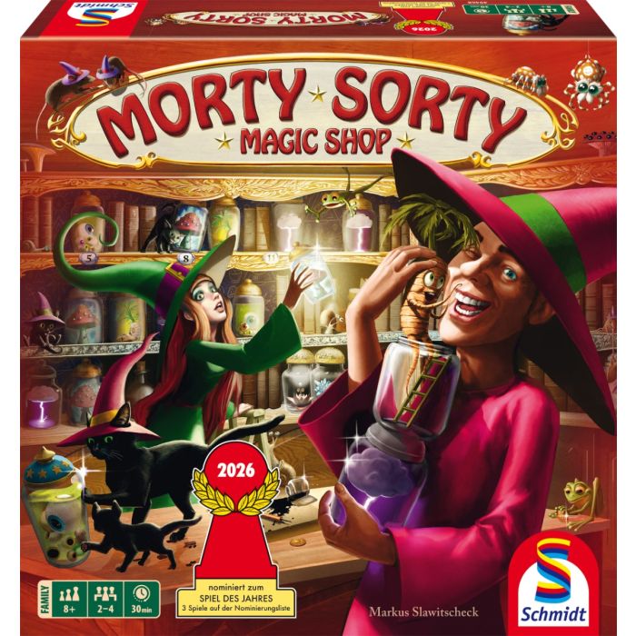 Verpackungsvorderseite aus einem anderen Blickwinkel vom Artikel 49468, Morty Sorty Magic Shop, Familienspiel Verpackungsvorderseite aus einem anderen Blickwinkel vom Artikel 49468, Morty Sorty Magic Shop, Familienspiel