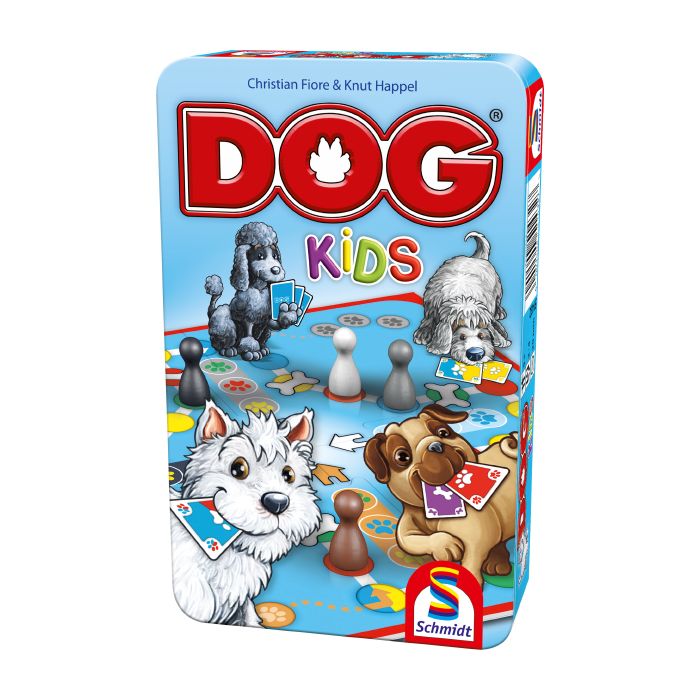 Vorderseite der Verpackung vom Artikel 51432, DOG® Kids, Reisespiel in der Metalldose Vorderseite der Verpackung vom Artikel 51432, DOG® Kids, Reisespiel in der Metalldose