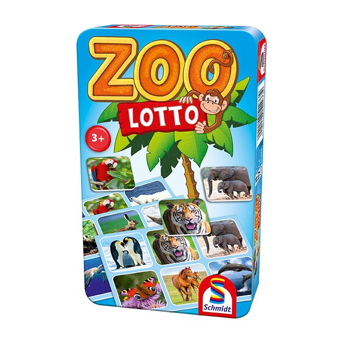 Vorderseite der Verpackung vom Artikel 51433, Zoo Lotto, Reisespiel in der Metalldose Vorderseite der Verpackung vom Artikel 51433, Zoo Lotto, Reisespiel in der Metalldose
