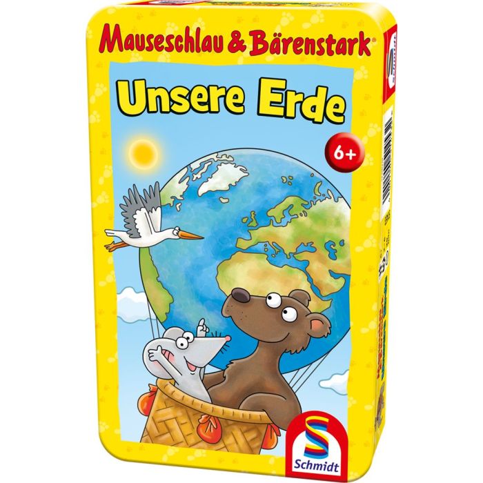 Vorderseite der Verpackung vom Artikel 51453, Mauseschlau & Bärenstark: Unsere Erde, Reisespiel in der Metalldose Vorderseite der Verpackung vom Artikel 51453, Mauseschlau & Bärenstark: Unsere Erde, Reisespiel in der Metalldose