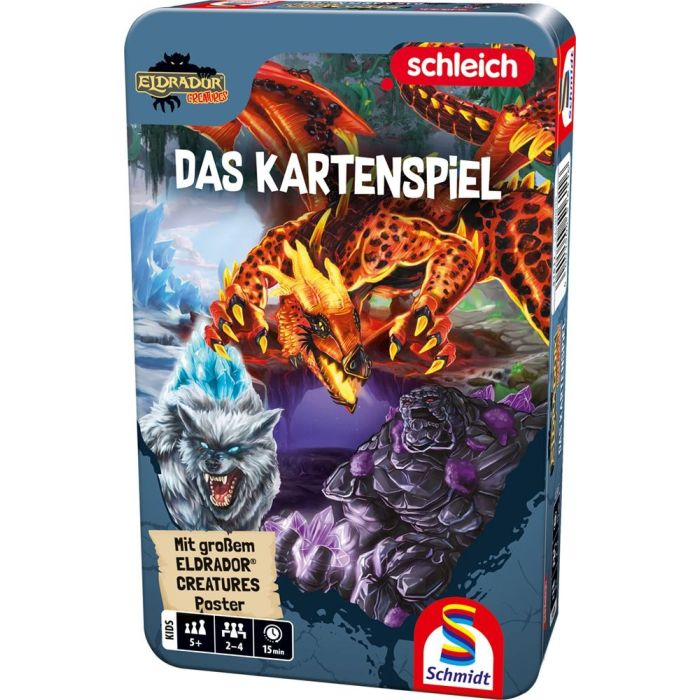 Vorderseite der Verpackung vom Artikel 51611, Schleich®: Eldrador Creatures - Das Kartenspiel, in der Metalldose Vorderseite der Verpackung vom Artikel 51611, Schleich®: Eldrador Creatures - Das Kartenspiel, in der Metalldose