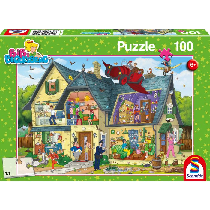 Vorderseite der Verpackung vom Artikel 56151, Bibi Blocksberg: Bei Blocksbergs ist was los!, 100 Teile Kinderpuzzle Vorderseite der Verpackung vom Artikel 56151, Bibi Blocksberg: Bei Blocksbergs ist was los!, 100 Teile Kinderpuzzle