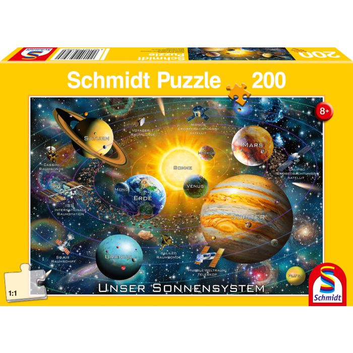 Vorderseite der Verpackung vom Artikel 56308, Unser Sonnensystem, 200 Teile Kinderpuzzle Vorderseite der Verpackung vom Artikel 56308, Unser Sonnensystem, 200 Teile Kinderpuzzle