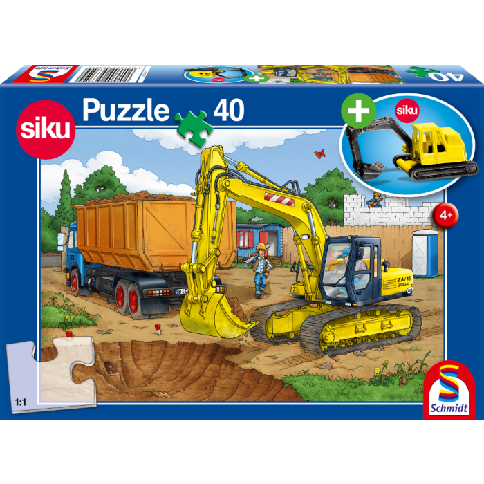 Vorderseite der Verpackung vom Artikel 56350, Siku: Bagger, 40 Teile Kinderpuzzle mit Add-on (Original Bagger) Vorderseite der Verpackung vom Artikel 56350, Siku: Bagger, 40 Teile Kinderpuzzle mit Add-on (Original Bagger)