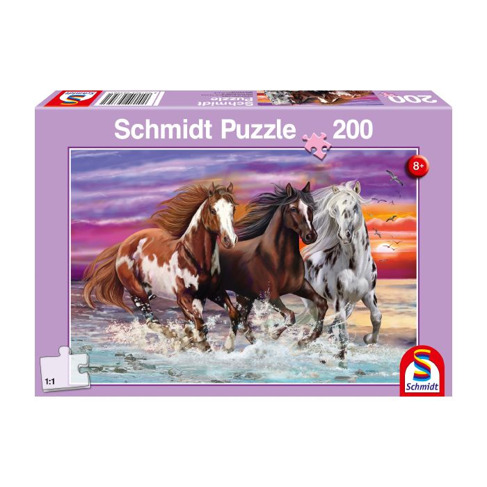 Vorderseite der Verpackung vom Artikel 56356, Wildes Pferde-Trio, 200 Teile Kinderpuzzle