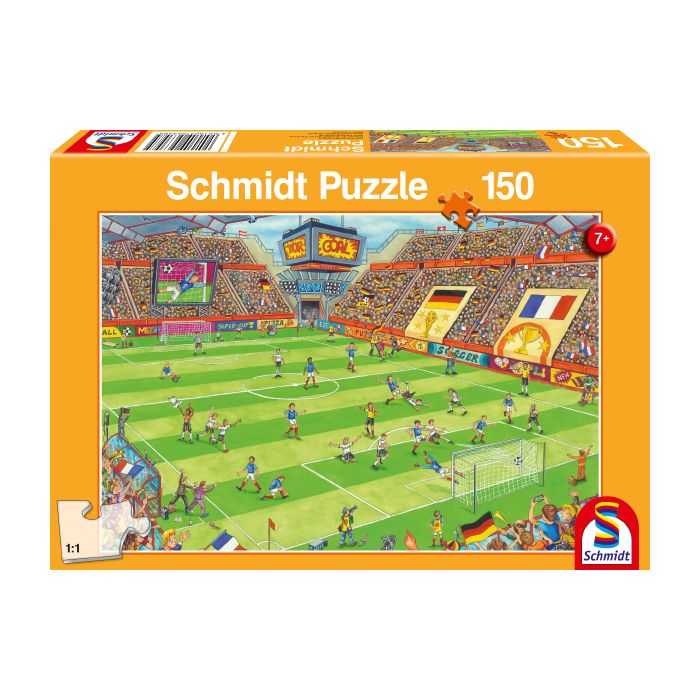 Vorderseite der Verpackung vom Artikel 56358, Finale im Fußballstadion, 150 Teile Kinderpuzzle