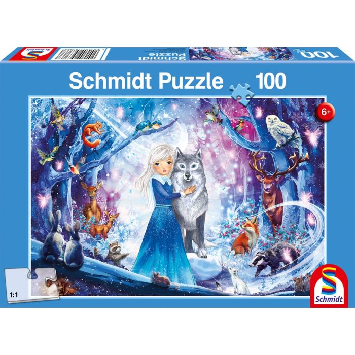 Vorderseite der Verpackung vom Artikel 56386, Prinzessin im Winterwald, 100 Teile Kinderpuzzle