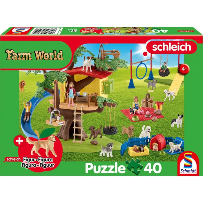 Verpackungsvorderseite aus einem anderen Blickwinkel vom Artikel 56403, Schleich ®: Farm World - Fröhliche Hunde, 40 Teile Kinderpuzzle mit Add-on (Original Figur) Verpackungsvorderseite aus einem anderen Blickwinkel vom Artikel 56403, Schleich ®: Farm World - Fröhliche Hunde, 40 Teile Kinderpuzzle mit Add-on (Original Figur)