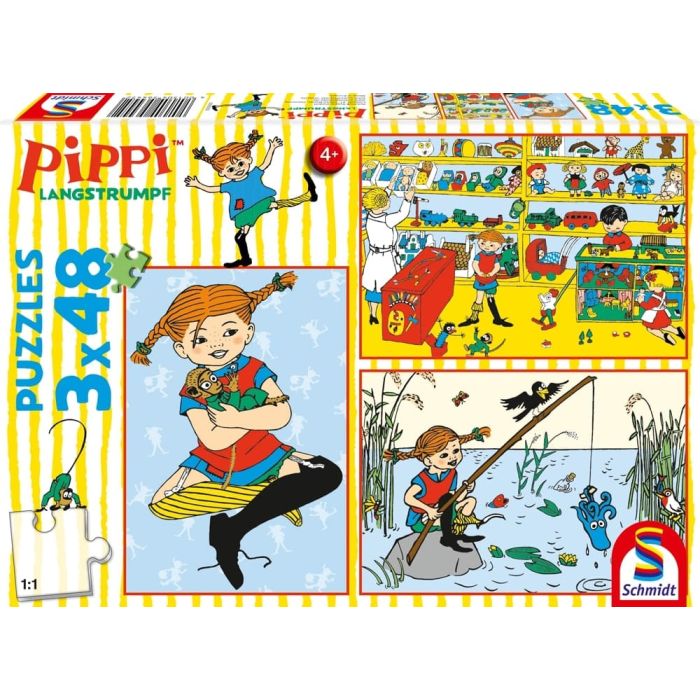 Vorderseite der Verpackung vom Artikel 56445, Pippi™ Langstrumpf: Ich mache mir die Welt, wie sie mir gefällt, 3x48-teiliges Kinderpuzzle Vorderseite der Verpackung vom Artikel 56445, Pippi™ Langstrumpf: Ich mache mir die Welt, wie sie mir gefällt, 3x48-teiliges Kinderpuzzle