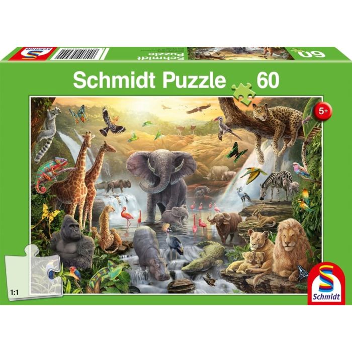Vorderseite der Verpackung vom Artikel 56454, Tiere in Afrika, 60 Teile Kinderpuzzle Vorderseite der Verpackung vom Artikel 56454, Tiere in Afrika, 60 Teile Kinderpuzzle