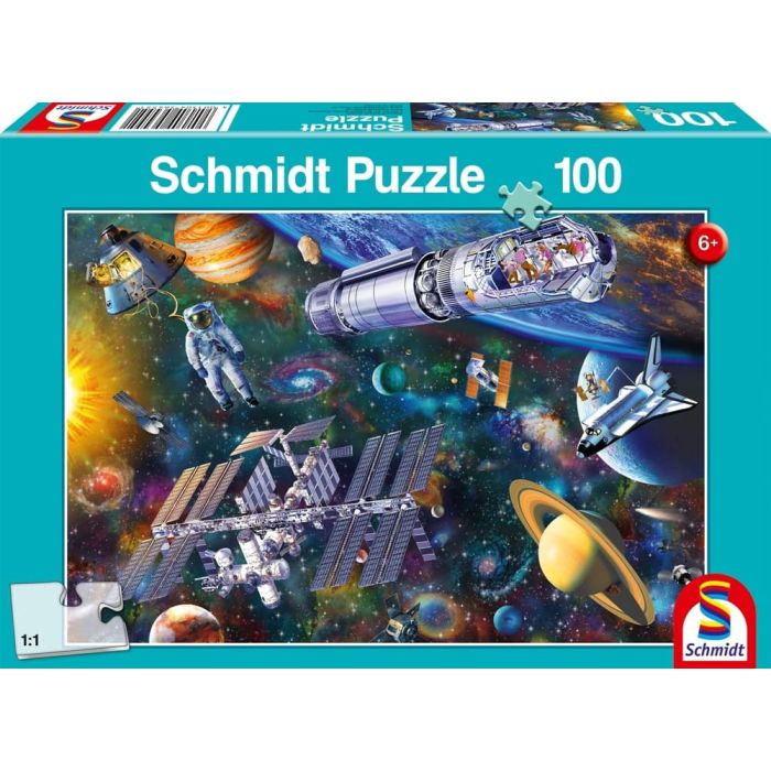 Vorderseite der Verpackung vom Artikel 56455, Weltraumspaß, 100 Teile Kinderpuzzle Vorderseite der Verpackung vom Artikel 56455, Weltraumspaß, 100 Teile Kinderpuzzle