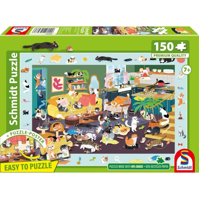 Vorderseite der Verpackung vom Artikel 56533, Lustiges Katzen-Gewimmel, 150 Teile, Kinderpuzzle Vorderseite der Verpackung vom Artikel 56533, Lustiges Katzen-Gewimmel, 150 Teile, Kinderpuzzle