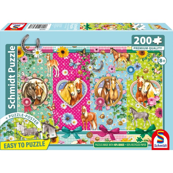 Vorderseite der Verpackung vom Artikel 56538, Alles fürs Pferdeglück, 200 Teile Kinderpuzzle Vorderseite der Verpackung vom Artikel 56538, Alles fürs Pferdeglück, 200 Teile Kinderpuzzle
