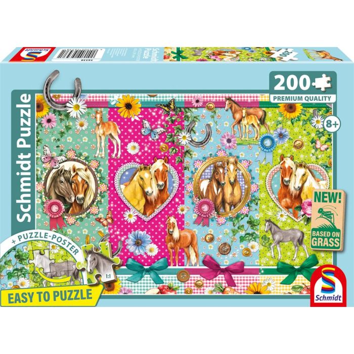Vorderseite der Verpackung vom Artikel 56538, Alles fürs Pferdeglück, 200 Teile, Eco-Friendly, Gras Kinderpuzzle Vorderseite der Verpackung vom Artikel 56538, Alles fürs Pferdeglück, 200 Teile, Eco-Friendly, Gras Kinderpuzzle
