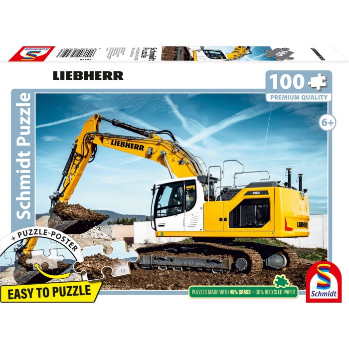 Vorderseite der Verpackung vom Artikel 56550, LIEBHERR: Raupenbagger R928, 100 Teile Kinderpuzzle Vorderseite der Verpackung vom Artikel 56550, LIEBHERR: Raupenbagger R928, 100 Teile Kinderpuzzle