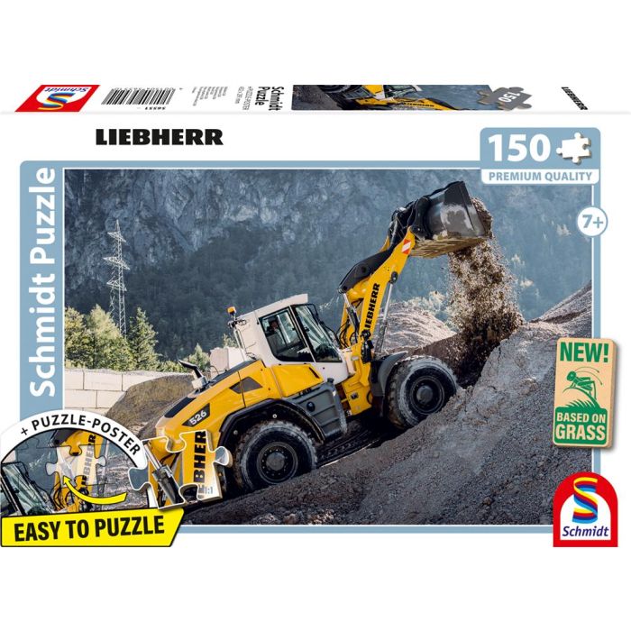Vorderseite der Verpackung vom Artikel 56551, LIEBHERR:Radlader L526, 150 Teile, Eco-Friendly, Gras Kinderpuzzle