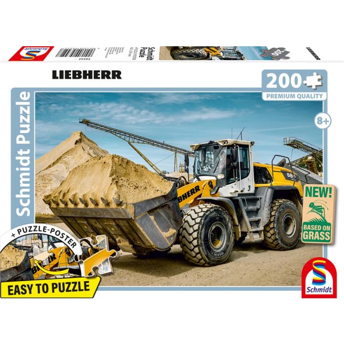 Vorderseite der Verpackung vom Artikel 56552, LIEBHERR: Radlader L580, 200 Teile, Eco-Friendly, Gras Kinderpuzzle