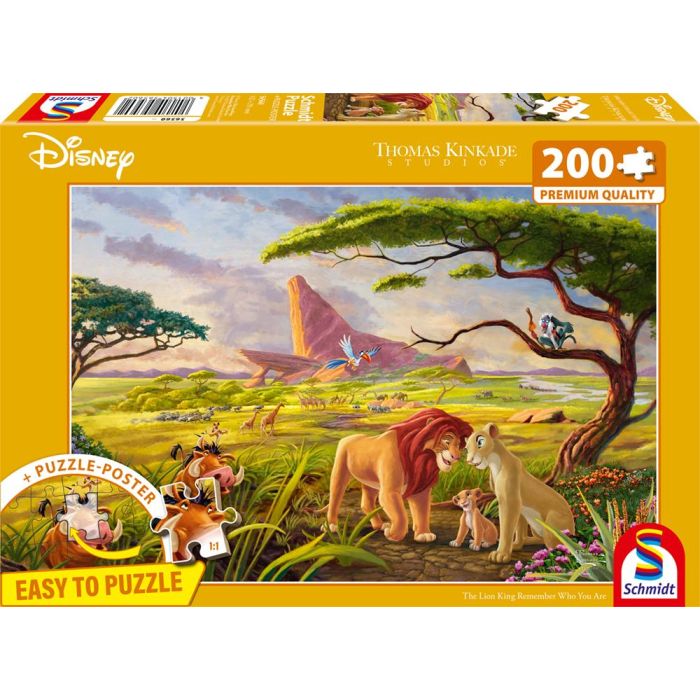 Vorderseite der Verpackung vom Artikel 56560, Thomas Kinkade Studios: Disney - The Lion King Remember Who You Are, 200 Teile, Eco-Friendly, Gras Puzzle
