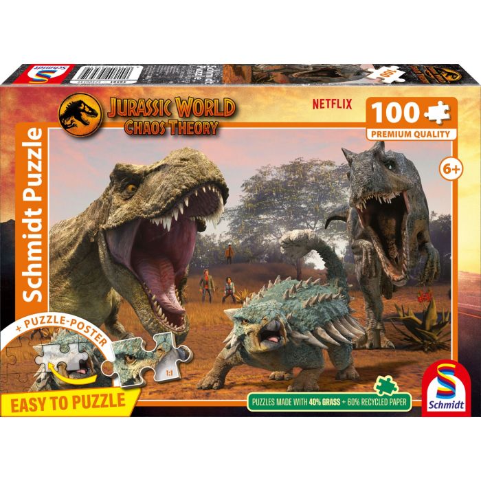 Vorderseite der Verpackung vom Artikel 56561, Jurassic World: Chaos Theory - Eine neue Ära, 100 Teile Kinderpuzzle Vorderseite der Verpackung vom Artikel 56561, Jurassic World: Chaos Theory - Eine neue Ära, 100 Teile Kinderpuzzle