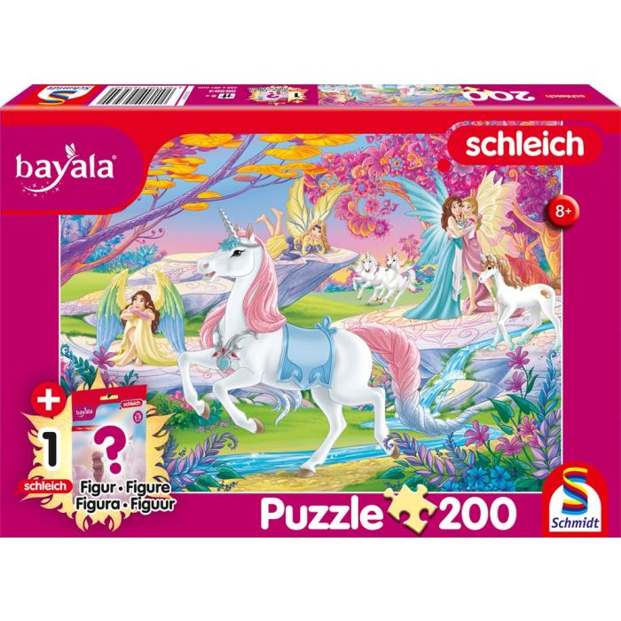 Vorderseite der Verpackung vom Artikel 56564, Schleich®: bayala - Zauberhafte Elfen, 200 Teile Kinderpuzzle mit Add-on (inkl. eines von 6 bayala Pferden/Einhörnern)