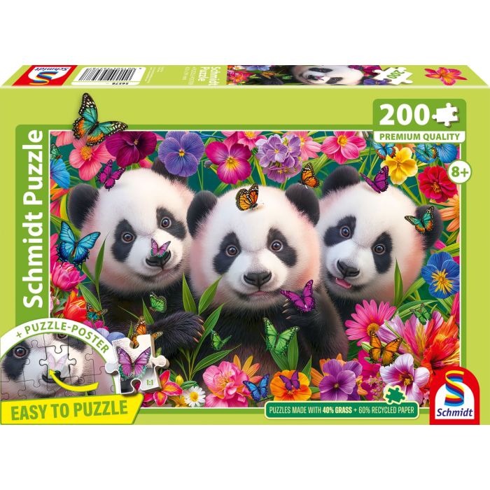 Vorderseite der Verpackung vom Artikel 56578, Panda Trio, 200 Teile Kinderpuzzle Vorderseite der Verpackung vom Artikel 56578, Panda Trio, 200 Teile Kinderpuzzle
