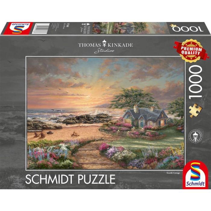 Vorderseite der Verpackung vom Artikel 57368, Thomas Kinkade Studios: Seaside Cottage, 1.000 Teile Puzzle Vorderseite der Verpackung vom Artikel 57368, Thomas Kinkade Studios: Seaside Cottage, 1.000 Teile Puzzle