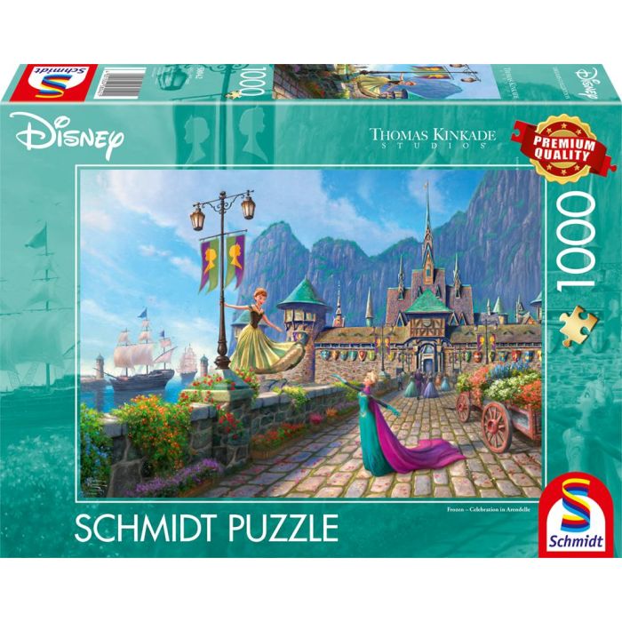 Vorderseite der Verpackung vom Artikel 58042, Thomas Kinkade Studios: Disney Dreams Collection - Frozen - Celebration in Arendelle, 1.000 Teile Puzzle