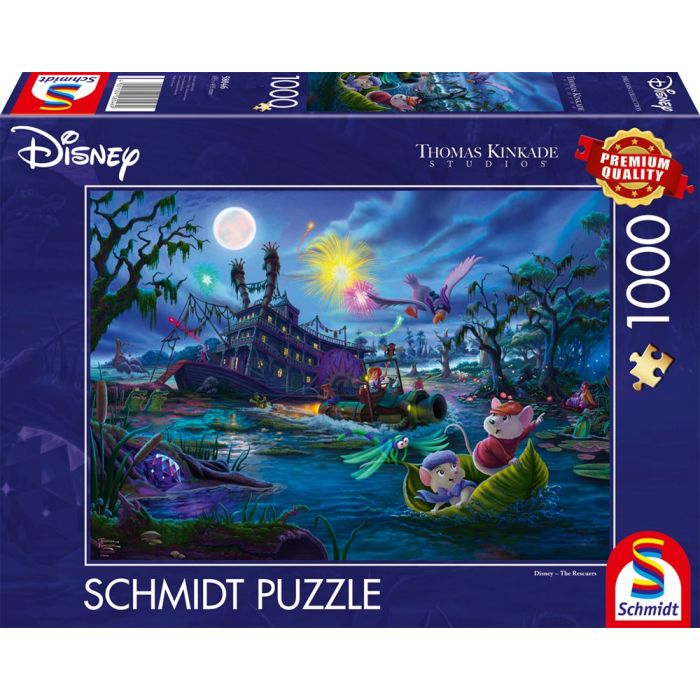 Vorderseite der Verpackung vom Artikel 58046, Thomas Kinkade Studios: Disney Dreams Collection - The Rescuers (Bernard und Bianca), 1.000 Teile Puzzle Vorderseite der Verpackung vom Artikel 58046, Thomas Kinkade Studios: Disney Dreams Collection - The Rescuers (Bernard und Bianca), 1.000 Teile Puzzle