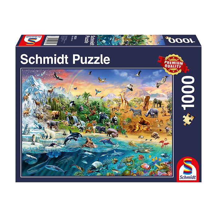 Vorderseite der Verpackung vom Artikel 58324, Die Welt der Tiere, 1.000 Teile Puzzle Vorderseite der Verpackung vom Artikel 58324, Die Welt der Tiere, 1.000 Teile Puzzle