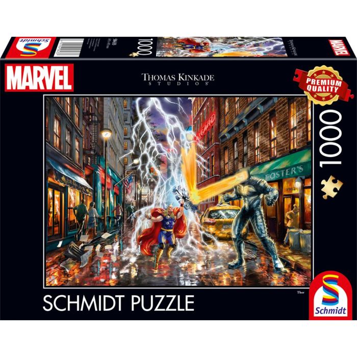 Vorderseite der Verpackung vom Artikel 58433, Thomas Kinkade Studios: MARVEL, Thor, 1.000 Teile Puzzle