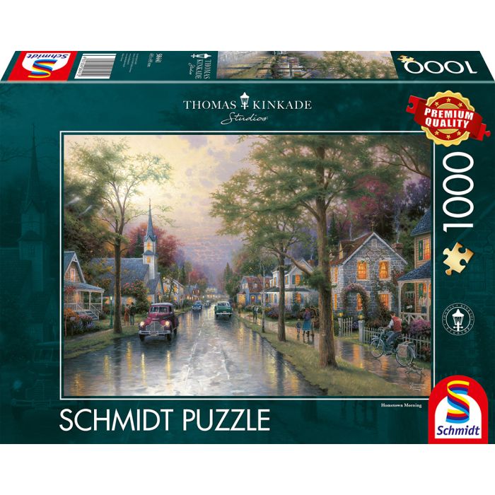 Vorderseite der Verpackung vom Artikel 58441, Thomas Kinkade Studios: Inspired Home - Morgen in der kleinen Stadt, 1.000 Teile Puzzle Vorderseite der Verpackung vom Artikel 58441, Thomas Kinkade Studios: Inspired Home - Morgen in der kleinen Stadt, 1.000 Teile Puzzle