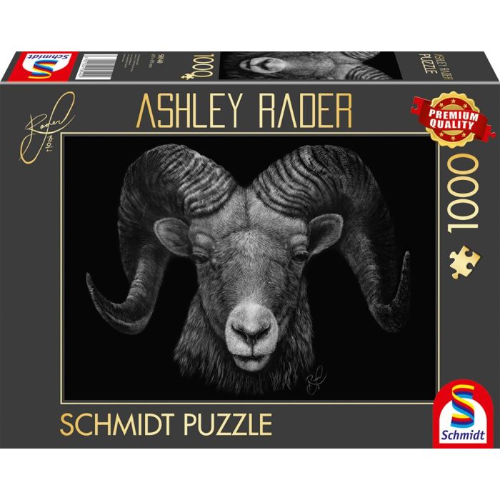 Vorderseite der Verpackung vom Artikel 58540, Ashley Rader: Dominance - Widder, Im Zeichen des Feuers, 1.000 Teile Puzzle Vorderseite der Verpackung vom Artikel 58540, Ashley Rader: Dominance - Widder, Im Zeichen des Feuers, 1.000 Teile Puzzle