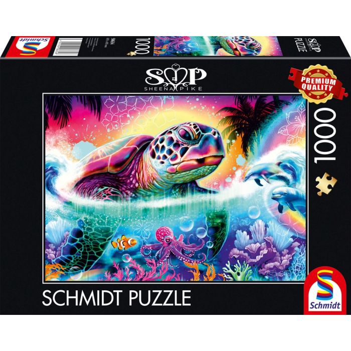 Vorderseite der Verpackung vom Artikel 58634, Sheena Pike: Neon-Schildkröte, 1.000 Teile Puzzle