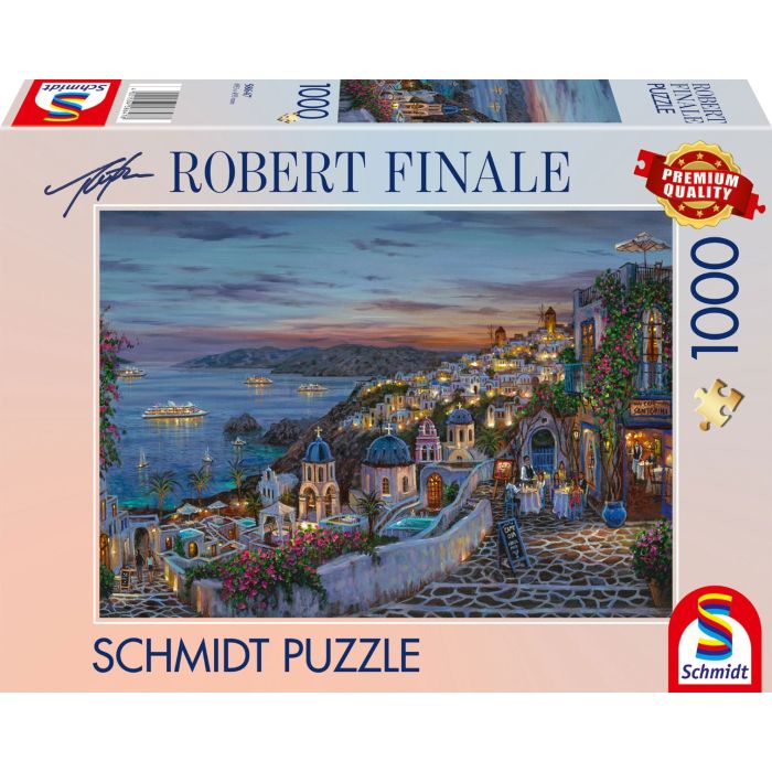 Vorderseite der Verpackung vom Artikel 58647, Robert Finale: Santorini Sonnenuntergang, 1.000 Teile Puzzle Vorderseite der Verpackung vom Artikel 58647, Robert Finale: Santorini Sonnenuntergang, 1.000 Teile Puzzle
