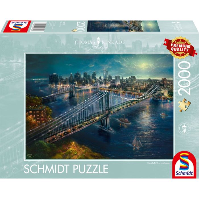 Vorderseite der Verpackung vom Artikel 58782, Thomas Kinkade Studios: Mond über Manhatten, 2.000 Teile Puzzle