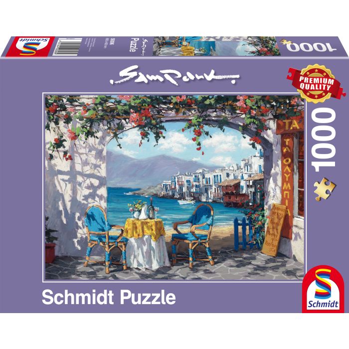 Vorderseite der Verpackung vom Artikel 59396, Sam Park: Rendezvous auf Mykonos, 1.000 Teile Puzzle Vorderseite der Verpackung vom Artikel 59396, Sam Park: Rendezvous auf Mykonos, 1.000 Teile Puzzle