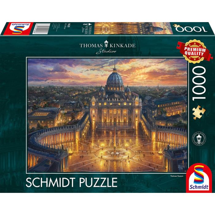 Verpackungsvorderseite aus einem anderen Blickwinkel vom Artikel 59628, Thomas Kinkade Studios: Painter of Light - Vatikan, 1.000 Teile Puzzle