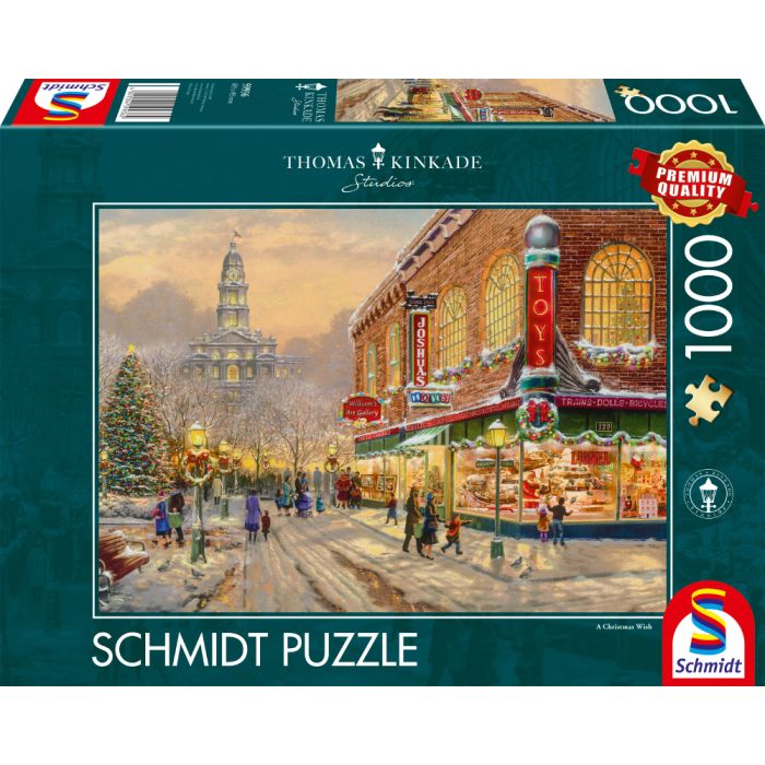 Vorderseite der Verpackung vom Artikel 59936, Thomas Kinkade Studios: Ein Weihnachtswunsch, 1.000 Teile Puzzle Vorderseite der Verpackung vom Artikel 59936, Thomas Kinkade Studios: Ein Weihnachtswunsch, 1.000 Teile Puzzle