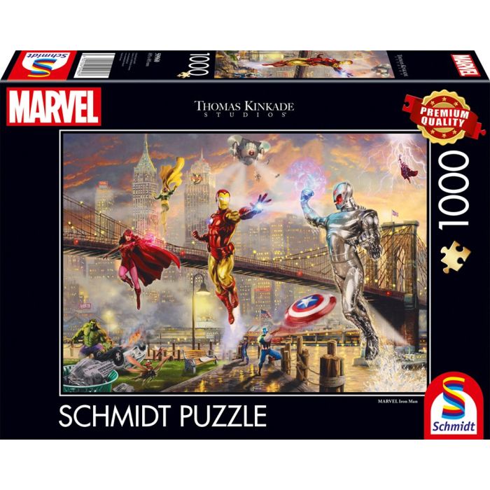 Vorderseite der Verpackung vom Artikel 59960, Thomas Kinkade Studios: MARVEL - Iron Man, 1.000 Teile Puzzle Vorderseite der Verpackung vom Artikel 59960, Thomas Kinkade Studios: MARVEL - Iron Man, 1.000 Teile Puzzle