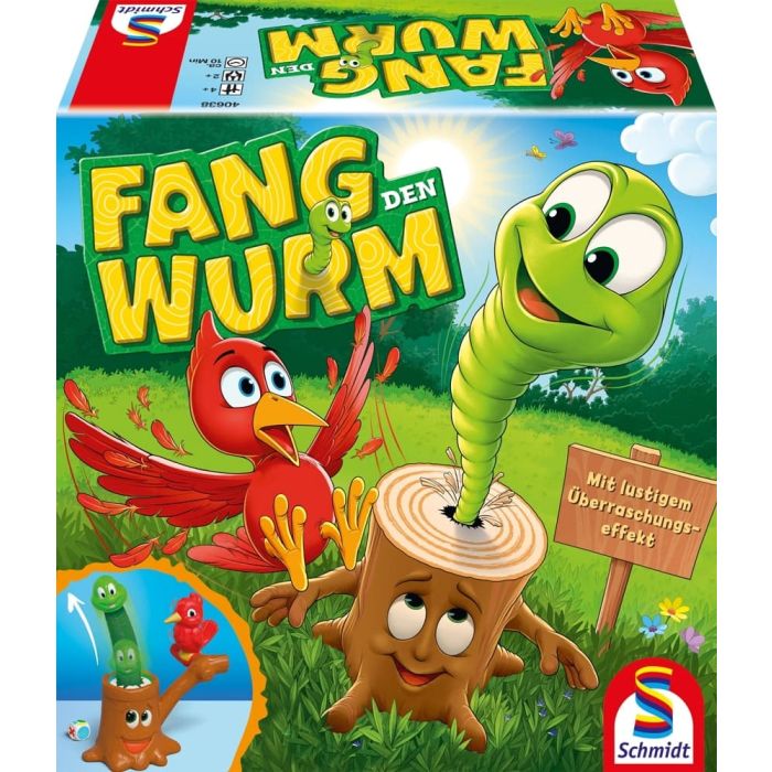 Vorderseite der Verpackung vom Artikel 40638, Fang den Wurm, Kinderspiel Vorderseite der Verpackung vom Artikel 40638, Fang den Wurm, Kinderspiel