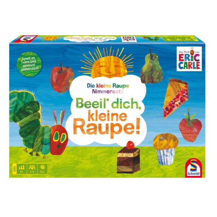 Verpackungsvorderseite aus einem anderen Blickwinkel vom Artikel 40671, Die kleine Raupe Nimmersatt: Beeil‘ dich, kleine Raupe!, Kinderspiel Verpackungsvorderseite aus einem anderen Blickwinkel vom Artikel 40671, Die kleine Raupe Nimmersatt: Beeil‘ dich, kleine Raupe!, Kinderspiel