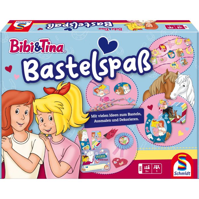Vorderseite der Verpackung vom Artikel 40672, Bibi & Tina: Bastelspaß, Kinderspiel mit mehr als 7 kreativen Bastelideen