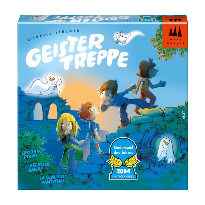 Vorderseite der Verpackung vom Artikel 40811, Drei Magier®: Geistertreppe, Kinderspiel Vorderseite der Verpackung vom Artikel 40811, Drei Magier®: Geistertreppe, Kinderspiel