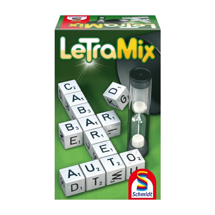 Verpackungsvorderseite aus einem anderen Blickwinkel vom Artikel 49212, Letra-Mix®, Familienspiel