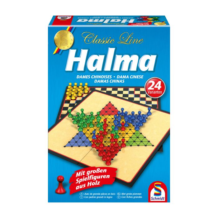 Verpackungsvorderseite aus einem anderen Blickwinkel vom Artikel 49217, Halma, Classic Line, Familienspiel Verpackungsvorderseite aus einem anderen Blickwinkel vom Artikel 49217, Halma, Classic Line, Familienspiel