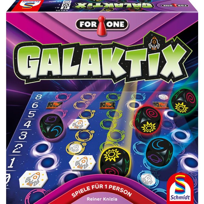 Vorderseite der Verpackung vom Artikel 49434, For One – Galaktix, Familienspiel Vorderseite der Verpackung vom Artikel 49434, For One – Galaktix, Familienspiel