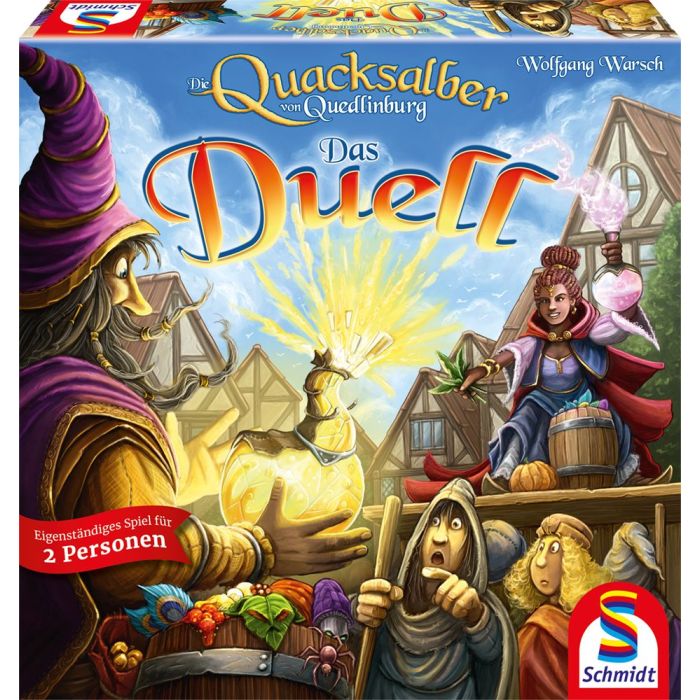 Vorderseite der Verpackung vom Artikel 49447, Die Quacksalber von Quedlinburg – Das Duell, Familienspiel Vorderseite der Verpackung vom Artikel 49447, Die Quacksalber von Quedlinburg – Das Duell, Familienspiel